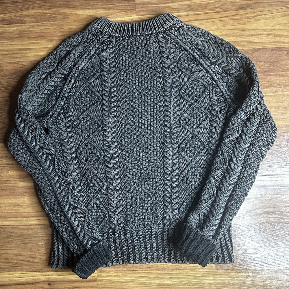 LL Bean Signature Fisherman Cable Knit 100% Cotton Sweater Womens Small Chunky - Picture 5 of 6